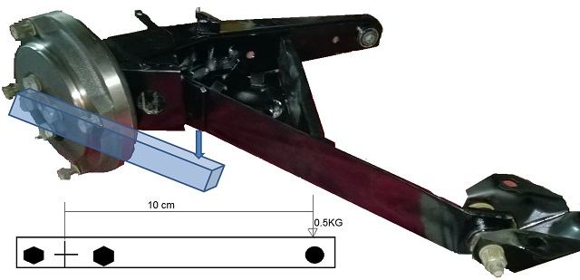 Costruirmi una barra d'acciaio lunga circa 15 cm con due fori per fissarla a due dei 4 bulloni centrali e poi applicare a 10 cm dal centro del mozzo un peso di 0.5 Kg, ad esempio una bottiglietta d'acqua. Se non sbaglio 5Kgcm dovrebbero corrispondere a 0.5 Kgdm. POi andrei a serrare il dado sul mozzo fino a che la bottiglietta rimane ferma sulla barra.Che ne pensi?