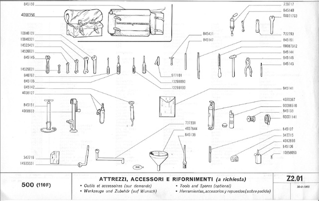 gli accessori a richiesta nel novembre 1965